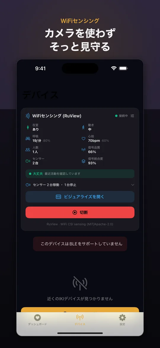 WiFiセンシング — カメラを使わず在室・転倒を推定